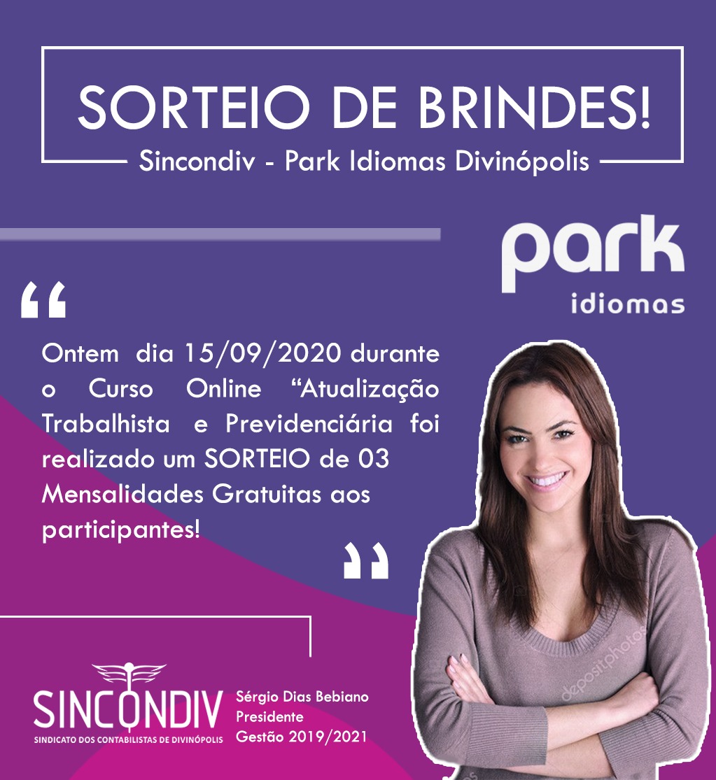 SORTEIO DE BRINDES! - PARK IDIOMAS